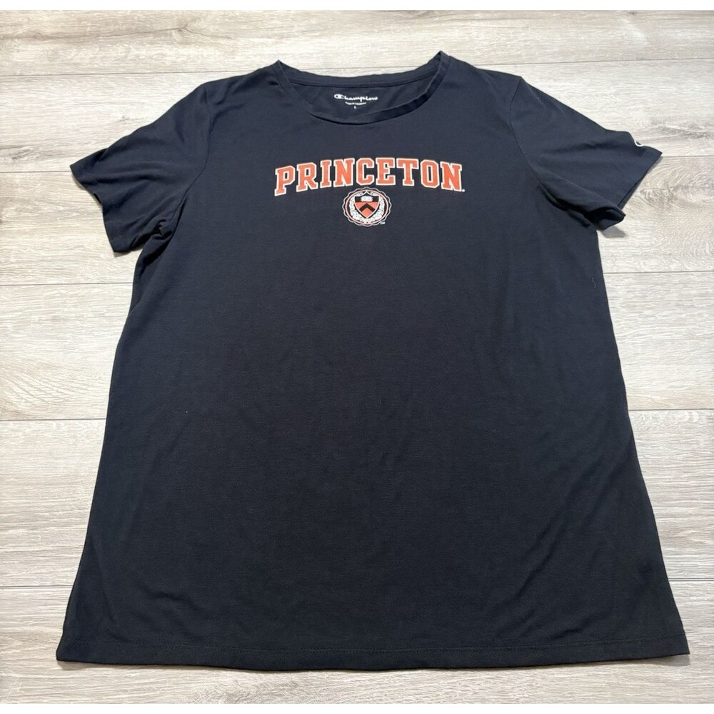 Champion Princeton University 100% Cotton Black Orange Short Sleecve Tee Women L